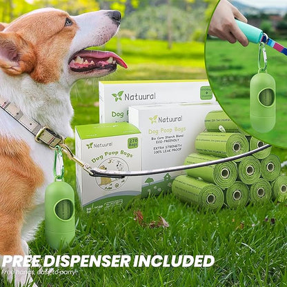 Dog Poop Bags Rolls-600 Counts, 40Rolls, Biodegradable Poop Bags Made of Cornstarch, 100% Leak Proof and Easy to Open (Green)