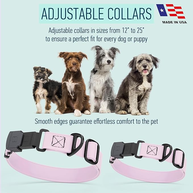 Dogline Biothane Waterproof Dog Collar with Herm Sprenger Stainless Steel Quick Release Buckle – Heavy Duty Tactical Durable Collar for Dogs – Comfortable and Safe Pet Collar, W 3/4" L 12-19", Pastel