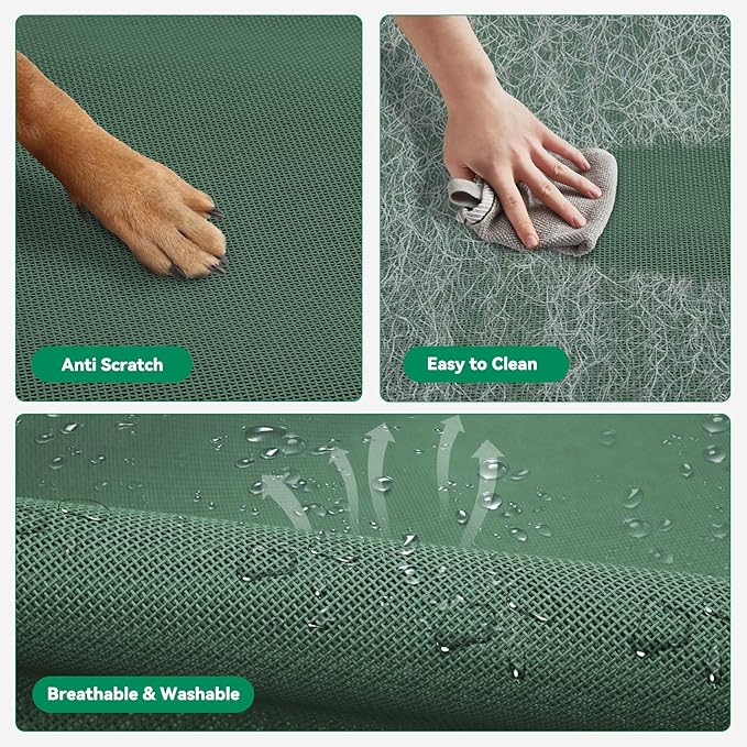 Elevated Dog Bed Raised Outdoor Dog Cot for Extra Large Dogs, Installation Requires No Tools, Frame with Washable Cooling Breathable Mesh Anti-Slip Feet, Indoor Pet Bed, Green, 48.8 Inches