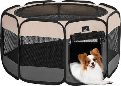 A4Pet Portable Kitten Playpen for Cats, 27" Foldable Pet Playpen for Puppy/Cat/Rabbit/Chick, with Removable Zipper Top & Mesh Panel(11”W × 7.5”H)