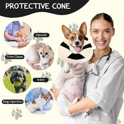 Adjustable Cat Collar Soft to Stop Licking After Surgery for Kitten, Alternative to Cone of Shame, Donut Cone for Cats, Pet Elizabethan Collar (Panda, Medium)