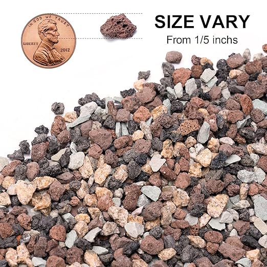 5lbs Small Rocks for Terrarium, Planters Drainage, 1/5 Inch Lava Rock for Bonsai Tree, Decorative Gravel for Succulents, Bamboo, Cactus, Mixed Color
