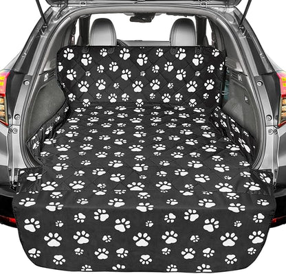 F-color SUV Cargo Liner for Dogs, Upgraded Extra Large Water Resistant Pet Cargo Cover Dog Seat Cover Mat for SUV Sedans Vans with Bumper Flap Protector, Non-Slip, Wear-Proof, Universal Fit, Paw Print