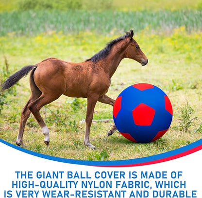 40inch Giant Herding Ball with Ball Cover Anti Burst Please Watch VCR for How to Inflation Horse Toys for Horses Stall Entertainment Play, Pump Included(Blue,Stylish)