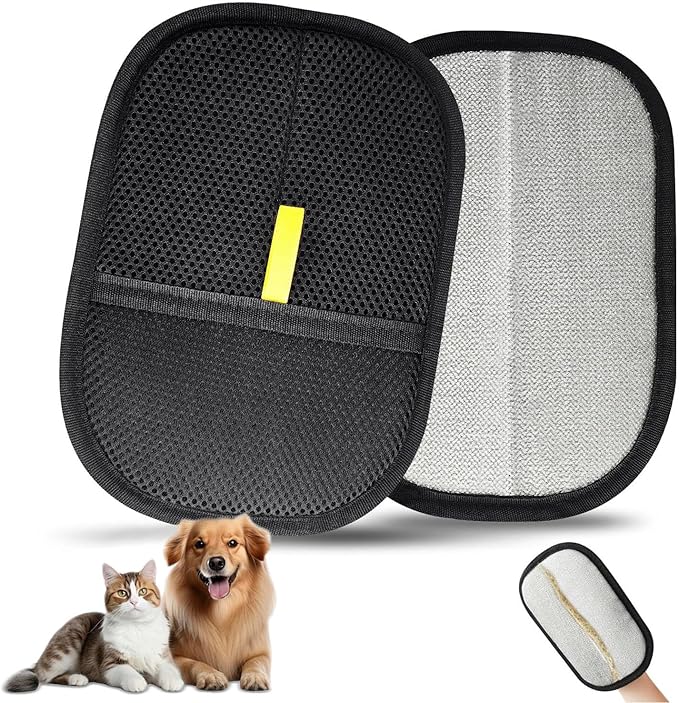 2 Pcs Electrostatic Gloves Pet Hair Removal,Reusable Pet Cat Dog Hair Removal Grooming Gloves Brush Tool