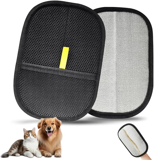 2 Pcs Electrostatic Gloves Pet Hair Removal,Reusable Pet Cat Dog Hair Removal Grooming Gloves Brush Tool