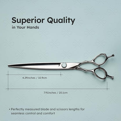 8" Dog Grooming Scissors – Handcrafted, Ergonomic, VG10 Stainless Steel for Sharper, Tougher, Better Edge Retention, Lightweight Shears with 3D Convex Blade for Dogs and Cats