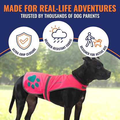 Dog Reflective Vest – Hi-Vis Fluorescent Visibility That Helps to Safeguard Your Pet On/Off Leash in Urban & Rural Areas (Pink, Small)