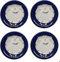 JapanBargain 2560, Set of 4 Japanese Round Porcelain Appetizer Plates for Dessert Cake Snack Maneki Neko Smiling Lucky Cat Pattern for Cat Lovers Cat Dinner Plate, Made in Japan, 6.5-inch, Blue