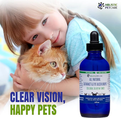 Eye Ulcer Drops - Colloidal Silver with DMSO Eye Drops for Dogs & Cat Eye Infections & Irritations - Eye Care Solution Reduces Cataracts - All Natural Pet Eye Health Care (4 oz)
