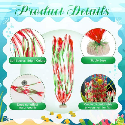 10 Pcs Large Aquarium Artificial Plants Decorations, Tall Plastic Fish Tank Plant Decorations for Household and Office Aquarium (Multicolor)