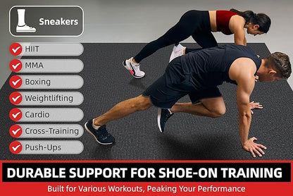 Extra Large Exercise Mat, 10'x6'/9'x6'/8'x6'/7'x5'/6'x4' (8mm/10mm) Thick Workout Mat for Home Gym Flooring, Garage, Shoe-Friendly, High-Density, MMA, HIIT, Weight Lifting, Cardio&Strength