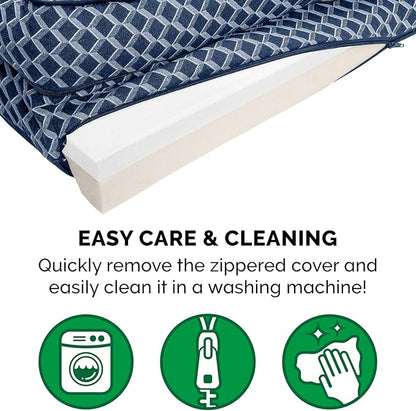 Furhaven Memory Foam Dog Bed for Medium/Small Dogs w/ Removable Bolsters & Washable Cover, For Dogs Up to 35 lbs - Plush & Woven Decor Comfy Couch Sofa - Diamond Blue, Medium