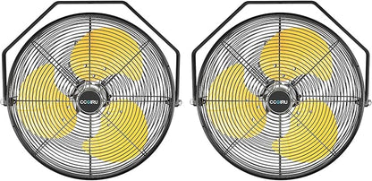 2800 CFM 12" Industrial Wall Mount Fan with 2 Pack, High Velocity 3-Speed Metal Wall Mounted Fan with powerful Motor Covered Patio, Greenhouse, Gazebo, UL Listed