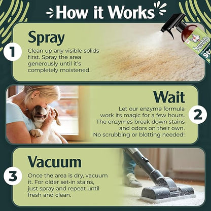 Enzyme Cleaner for Cat Urine | Cat Pee Odor Eliminator & Stain Remover | Dog Urine Carpet Spray | Multi-Surface Cat Urine Destroyer | Pet Odor Neutralizer (24oz)