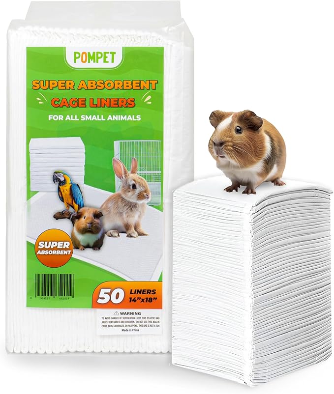 14"" X 18"" Disposable Guinea Pig Cage Liners 50 PCS, Rabbit, Hedgehog, Hamster, Chinchilla, Cat, Reptile and Other Small Animals