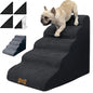 Dog Stairs & Pet Ramp for Small/Large Dogs to High Beds/Couches - 5 Steps 24-inch Height for 18-30 inch Furniture, 2 Washable Covers (Black, Grey), Non-Slip Balanced 33D Design for Old Dogs & Cats