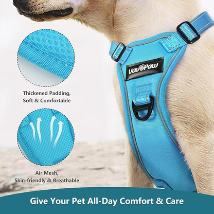 Dog Seat Belt Harness for Car, Dog Car Harness Adjustable Mesh Breathable & Dogs Seatbelt Safety Tether with Elastic Bungee for Small Medium Large Pets(Blue, XL)