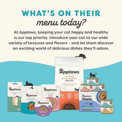 Applaws Vitality Wet Cat Food in Broth, Natural Canned Cat Food, Wet Food for Cats with Added Vitamins and Minerals, Grain Free, Carrageenan Free, Tuna Fillet in Broth (24 Count, 5.5oz Cans)