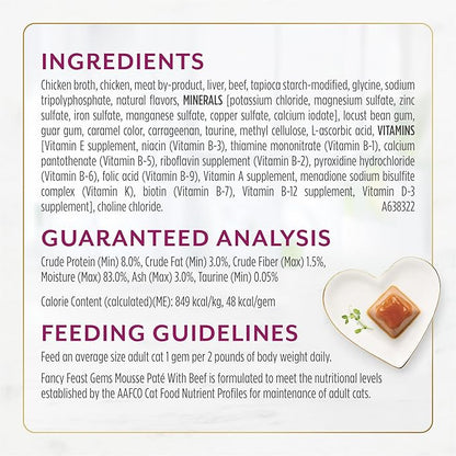 Fancy Feast Gems Pate Cat Food Mousse with Beef and a Halo of Savory Gravy Cat Food - (Pack of 8) 4 oz. Boxes