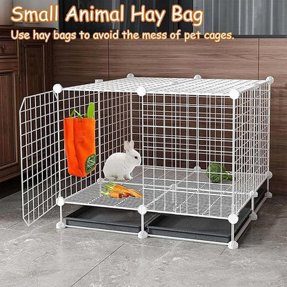 GKYZBB Rabbit Hay Feeder Bag for Cage Guinea Pig Timothy Hay Dispenser Storage Manger Hanging Large Less Waste for Bunny（Carrot）