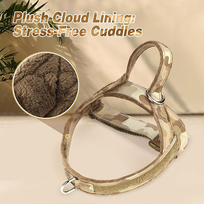 Forestpaw No Pull Dog Harness - Soft Flannel Padded Tactical Dog Vest Harness with Quick Release Buckle, Adjustable Reflective Pet Harness for Large Dogs Walking Training,Brown Camouflage XL