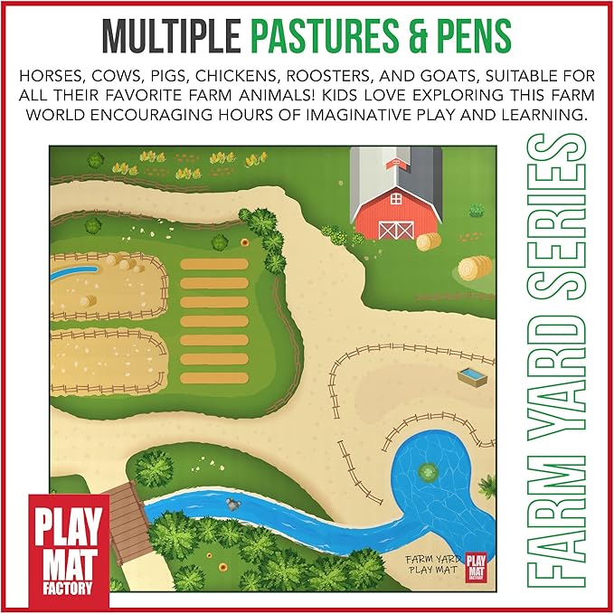 Farm Play Mat for Farm Toys | Foldable Solution |Large Size 57” x 57” | Farm Animals | Tractor Play| Activity Mat | by Play Mat Factory