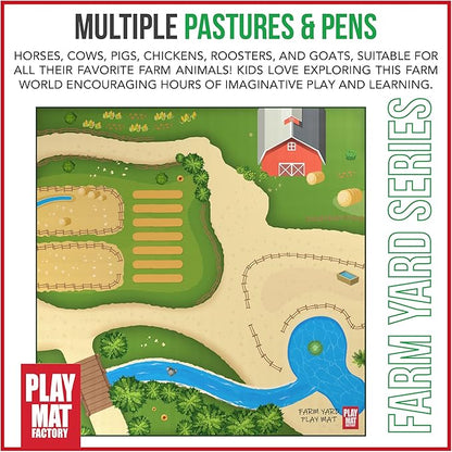 Farm Play Mat for Farm Toys | Foldable Solution |Large Size 57” x 57” | Farm Animals | Tractor Play| Activity Mat | by Play Mat Factory