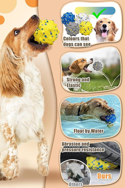 Dog Tennis Balls for Aggressive Chewers, Indestructible Durable Bouncy Interactive Toy for Dogs Fetch Game Lightweight Floating Outdoor Training(4Pcs Large)