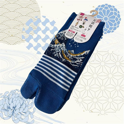 Japan Style Tabi Socks for Split Toe, Comfortable Tabi Toe Socks for Unisex Mt. Fuji, Lucky Cat, Sushi, Sumo, Ukiyoe, Hokusai