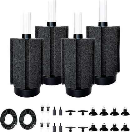 4Pcs Aquarium Sponge Filter 40 Gallon, Sponge Filter 50Gal with Airstone Breeding Fry Betta Shrimp Fish Tank 10 Gal to 50 Gal