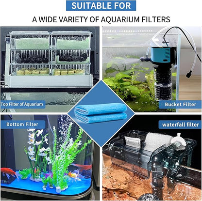 12" x 78" Aquarium Filter Sponge Fish Tank Pond Filter Media Filters Pad for Fish Tank,Filter Freshwater, Saltwater Aquariums, Reusable Fish Pond Filter Material, 0.59" Thick,Blue