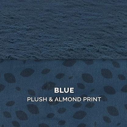 Furhaven Cooling Gel Dog Bed for Large Dogs w/ Removable Bolsters & Washable Cover, For Dogs Up to 95 lbs - Plush & Almond Print L Shaped Chaise - Blue Almonds, Jumbo/XL