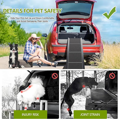 Dog Ramp for Cars SUV Truck-17.3x71in Heavy Duty Foldable Wide Outdoor Pet Stairs with Non-Slip Surface Portable Folding Design for Large Dogs Up to 250lbs (63" L x 17.3" W)