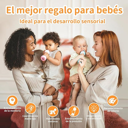 alilo Sonajero Musical para Bebés 0-12 Meses, Juguete con Luz, 66 Sonidos, 15 Canciones, 13 Cuentos, 5 Canciones de Cuna, Ruido Blanco, Reconocimiento de Colores, Regalo Recién Nacido