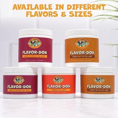 Flavor-Doh - Flavored Pill Wrap for Dogs to Hide Capsules, Create Pockets, and Form Pill Treats for Dogs - Easy-to-Use Treat Paste for Pet Medicine - Peanut Butter (8oz)