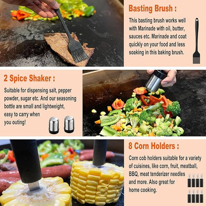 38PCS Griddle Accessories Kit, Professional Grill Tools Set for Outdoor Barbecue, Stainless Steel Griddle Spatula Set with Tongs, Smash Burger Press, Carry Bag, Perfect Grilling Gifts