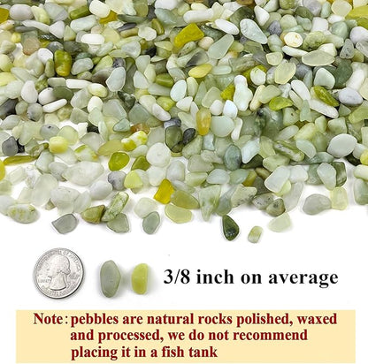 2 lbs Jade Rocks for Plants Indoor, 3/8 inch Small Pebbles for Indoor Plants, Decorative Rocks for Succulents Cactus Bamboo Vases Landscaping Drainage and Outdoor Garden Rocks