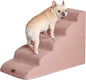 EHEYCIGA Curved Dog Stairs Ramp for High Beds 22.6" H, 5-Step Dog Steps for Small Dogs and Cats, Pet Stairs for High Bed Climbing, Non-Slip Balanced Pet Step Indoor, Dusty Pink