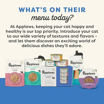Applaws Natural Wet Cat Food in Gravy, Limited Ingredient Canned Wet Cat Food, No Additives, Made with Natural Ingredients, Fish Selection in Gravy Cans (12 x 5.5oz Cans)