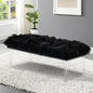 46 Inch Black Bedroom Bench, Benches for Bedroom White Faux Fur Upholstered Bed end Bench, Tufting Bench Indoor Bench with Acrylic Legs for Living Room Bedroom Dining Room Entryway, Black