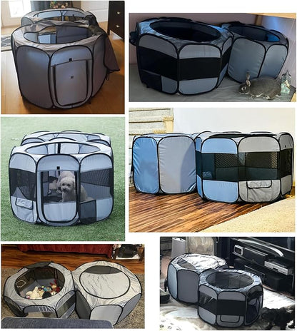 EighteenTek XLarge 2-in-1 Pop up Dog Playpen, Assembly-Free, with Leakproof Pet Pee Pads,Portable Foldable Cat Tent Enclosure Indoor Outdoors Puppy Kittens Small Animals Crates (M, 72" Lx36 Wx24 H)