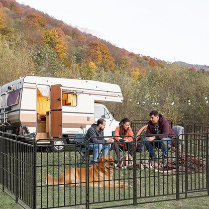 Dog Playpen Outdoor 24 Panels Heavy Duty Dog Fence 40" Height with Thick Pipe Anti-Rust with Doors Portable for RV Camping Yard, Total 54FT, 227 Sq.ft, Snowy Black