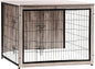 DWANTON Dog Crate Furniture with Cushion, Wooden Kennel Table with Double Doors, Indoor Dog House, Extra Large Size, 43.3" L, Greige