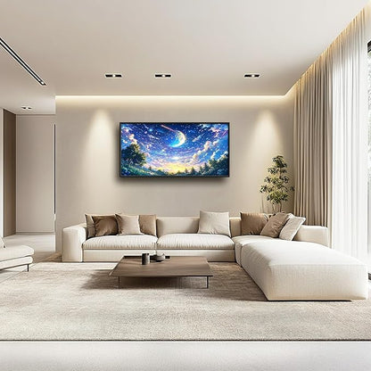 Framed Large Anime Sky Wall Art for Living Room, Oversized Fantasy Night Sky Forest Wall Decor Nature Canvas Painting Modern Artwork Home Decoration for Living Room Bedroom Office 60"x30"