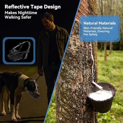 Dog Muzzle for Large Dogs, Breathable Basket Muzzles for Small, Medium and X-Large Aggressive Dog, Allows Panting Drinking, Suitable for Grooming Trimming Training (Black, M)