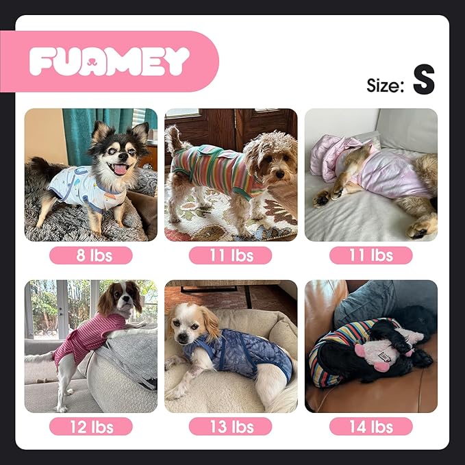 FUAMEY Recovery Suit for Dogs After Surgery,Soft Breathable Dog Bodysuit E-Collar & Cone Alternative Surgical Suit,Male Female Dog Neuter Spay Suits Anti Licking Wounds Onesie Rose Stripes S