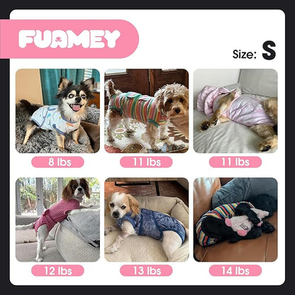 FUAMEY Recovery Suit for Dogs After Surgery,Soft Breathable Dog Bodysuit E-Collar & Cone Alternative Surgical Suit,Male Female Dog Neuter Spay Suits Anti Licking Wounds Onesie Mint Green Stripes S