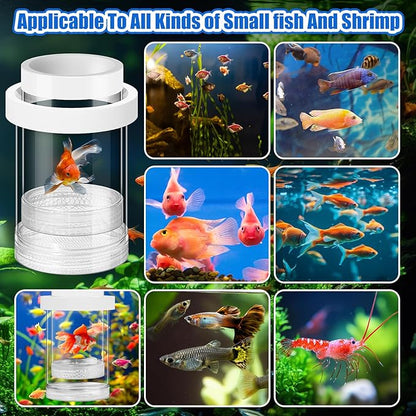 2 Pcs Breeder Box for Fish Tank Aquarium Breeder Separation Net Breeding Box with Suction Cup for Small Fish Shrimp Clownfish Guppy(White,M)