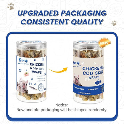 Dog Treat Chicken Wrapped Cod Skins, Fish Chews Rolls for Medium Dogs, Healthy, Rawhide-Free, 12.5 oz